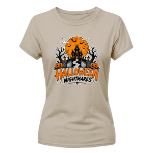 Spooky haunted house night scene Halloween Ladies t-shirt