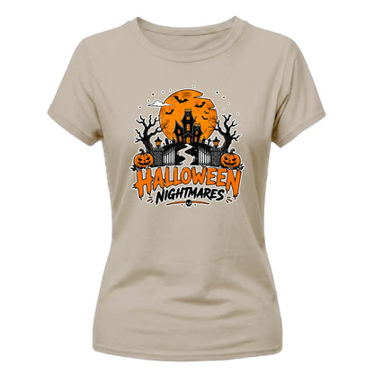 Spooky haunted house night scene Halloween Ladies t-shirt