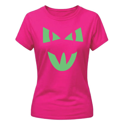 Spooky mischievous cat face Glow in the Dark Ladies T-Shirt