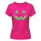 Spooky neon glowing pumpkin face Glow in the Dark Ladies T-Shirt