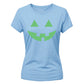 Spooky neon glowing pumpkin face Glow in the Dark Ladies T-Shirt