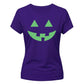 Spooky neon glowing pumpkin face Glow in the Dark Ladies T-Shirt