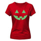 Spooky neon glowing pumpkin face Glow in the Dark Ladies T-Shirt