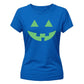 Spooky neon glowing pumpkin face Glow in the Dark Ladies T-Shirt