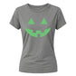 Spooky neon glowing pumpkin face Glow in the Dark Ladies T-Shirt