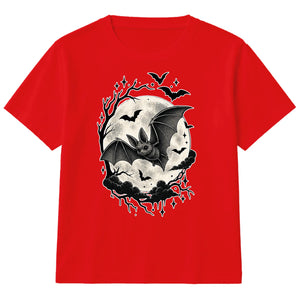 Spooky night sky bat moon graphic Halloween Kids T-Shirt