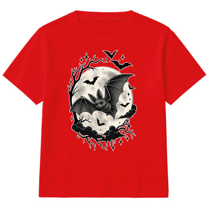 Spooky night sky bat moon graphic Halloween Kids T-Shirt