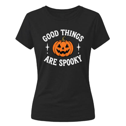 Spooky positive quote pumpkin face Halloween ladies t-shirt