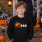 Spooky pumpkin chases three ghosts Halloween Kids Sweatshirt