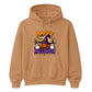 Spooky smiling pumpkin witch hat graphic Halloween hoodie