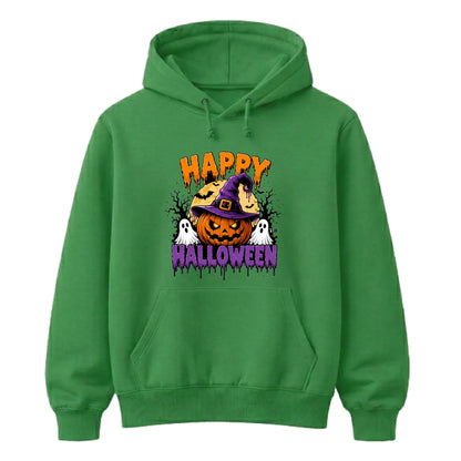 Spooky smiling pumpkin witch hat graphic Halloween hoodie