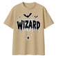 Spooky spider web wizard text Halloween Oversized t-shirt