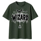 Spooky spider web wizard text Halloween Oversized t-shirt