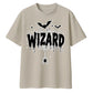 Spooky spider web wizard text Halloween Oversized t-shirt