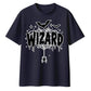 Spooky spider web wizard text Halloween Oversized t-shirt