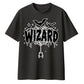 Spooky spider web wizard text Halloween Oversized t-shirt