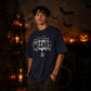 Spooky spider web wizard text Halloween Oversized t-shirt