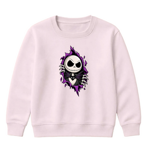 Spooky torn fabric skeleton face Halloween Kids Sweatshirt