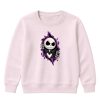Spooky torn fabric skeleton face Halloween Kids Sweatshirt