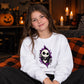 Spooky torn fabric skeleton face Halloween Kids Sweatshirt
