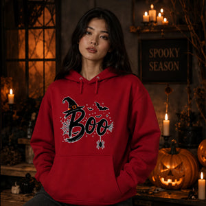 Spooky witch hat and spider web Halloween Unisex Hoodie