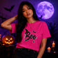 Spooky witch hat boo text graphic Halloween ladies t-shirt