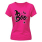 Spooky witch hat boo text graphic Halloween ladies t-shirt