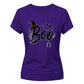 Spooky witch hat boo text graphic Halloween ladies t-shirt