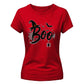 Spooky witch hat boo text graphic Halloween ladies t-shirt