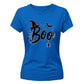 Spooky witch hat boo text graphic Halloween ladies t-shirt