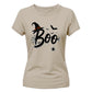 Spooky witch hat boo text graphic Halloween ladies t-shirt