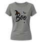 Spooky witch hat boo text graphic Halloween ladies t-shirt
