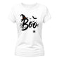 Spooky witch hat boo text graphic Halloween ladies t-shirt