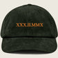 Roman Numeral Corduroy Cap, Embroidered Vintage Custom Date Hat, Personalised Anniversary Wedding Birthday Date In Roman Matching Couple Hat
