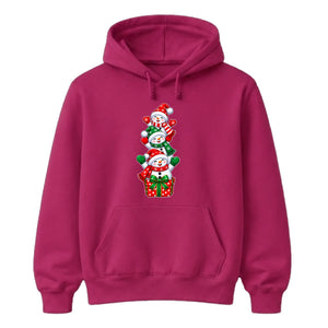 Stacked festive snowmen gift box Christmas Unisex Hoodie