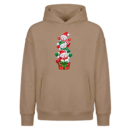 Stacked snowmen gift box art Christmas Oversized Hoodie