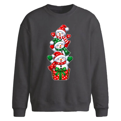 Stacked snowmen gift box Christmas Oversized Sweatshirt