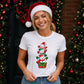 Stacked snowmen gift box graphic Christmas Ladies T-Shirt