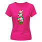 Stacked snowmen gift box graphic Christmas Ladies T-Shirt