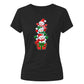 Stacked snowmen gift box graphic Christmas Ladies T-Shirt