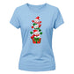 Stacked snowmen gift box graphic Christmas Ladies T-Shirt