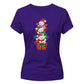 Stacked snowmen gift box graphic Christmas Ladies T-Shirt