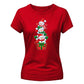 Stacked snowmen gift box graphic Christmas Ladies T-Shirt