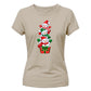 Stacked snowmen gift box graphic Christmas Ladies T-Shirt