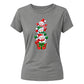 Stacked snowmen gift box graphic Christmas Ladies T-Shirt