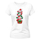 Stacked snowmen gift box graphic Christmas Ladies T-Shirt
