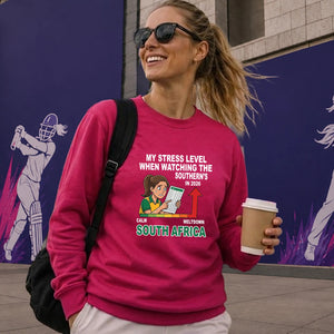 South Africa T20 Womens World Cup Tee Shirt Stress Level South Africa Cricket unisex sweatshirt