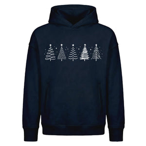 Stylised Minimal Tree Line Art Christmas Oversized Hoodie