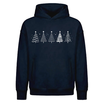 Stylised Minimal Tree Line Art Christmas Oversized Hoodie