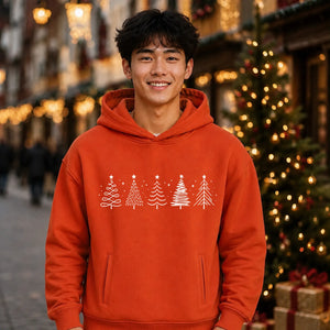 Stylised Minimal Tree Line Art Christmas Oversized Hoodie